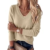 ANRABESS Women's Long Sleeve Lightweight Wool Blend V Neck Sweaters | Business Casual Sweater Tops, Basic Cozy Pullover All Day Wear, Elegant Work Office Outfits, Winter Spring Clothing