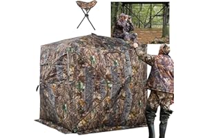 FUNHORUN Hunting Blind 270/360 Degree See Through Ground Blind for Deer/Turkey Hunting, 2/3 Person Pop Up Camouflage Tent wit