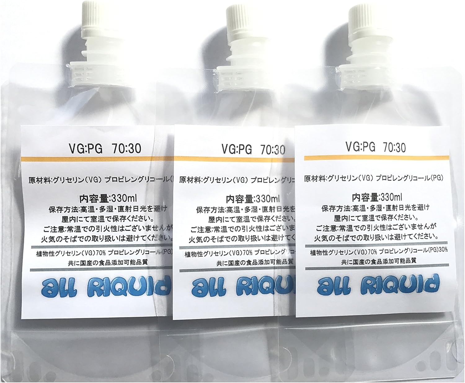 Amazon 国産 Vg 70 Pg 30 混合液 ベースリキッド 3pcs 植物性 グリセリン プロピレングリコール 330ml 安全な食添 品使用 ルーカスギター Lucas Guitar 電子たばこ用リキッド