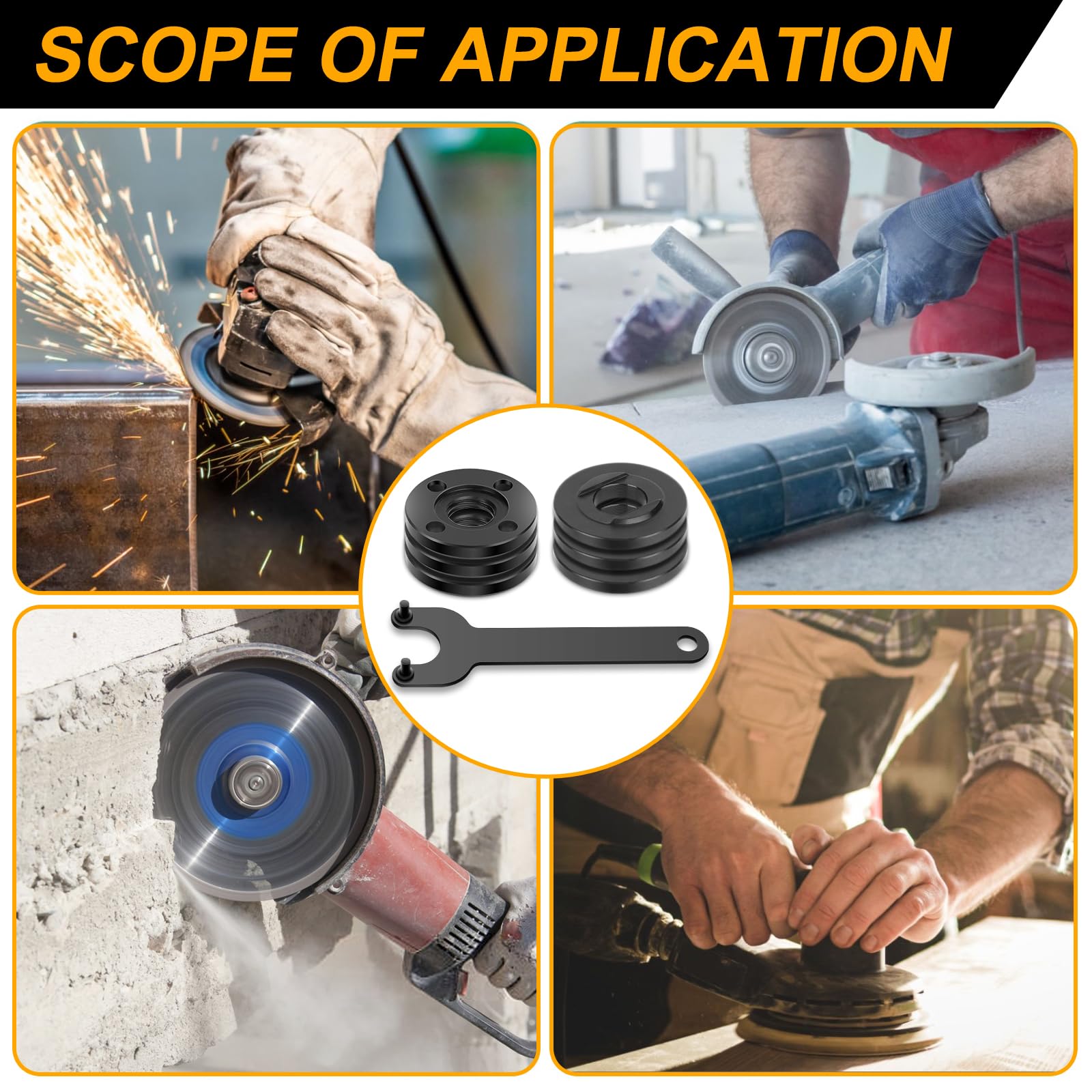 7-Piece Angle Grinder Nut & Wrench Kit – 5/8-11 Flange Nuts For Dewalt, Milwaukee, Makita, Bosch, Ryobi & More (4.5"/5" Grinders)