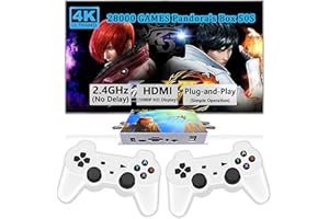 RegiisJoy 28000 in 1 Pandora's Game Box 50S Arcade Stick Retro Game Console,Plug and Play,9 Emulators,4K HDMI Output,Dual 2.4G Wireless Controllers