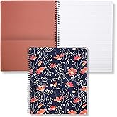 Steel Mill & Co Cute Large Spiral Notebook College Ruled, 11" x 9.5" with Durable Hardcover and 160 Lined Pages, Floral Vines