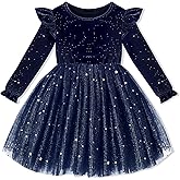 DeeFant Toddler Christmas Dress Girls Long Sleeve Little Girl Dresses Velvet Sequin Tutu Holiday Party Fall Winter 18M-6Y