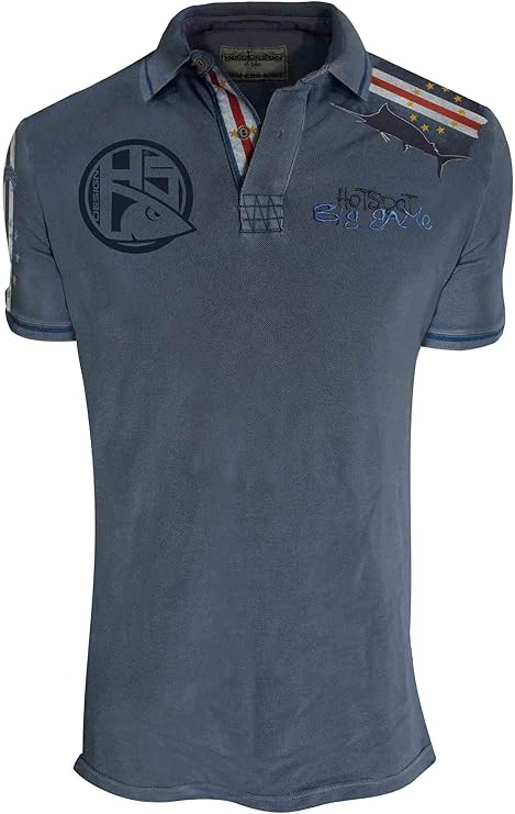 HOTSPOT DESIGN Big Game Cabo Verde, Azul-Gris, Camisa de Polo, para Pescadores: Amazon.es: Deportes y aire libre
