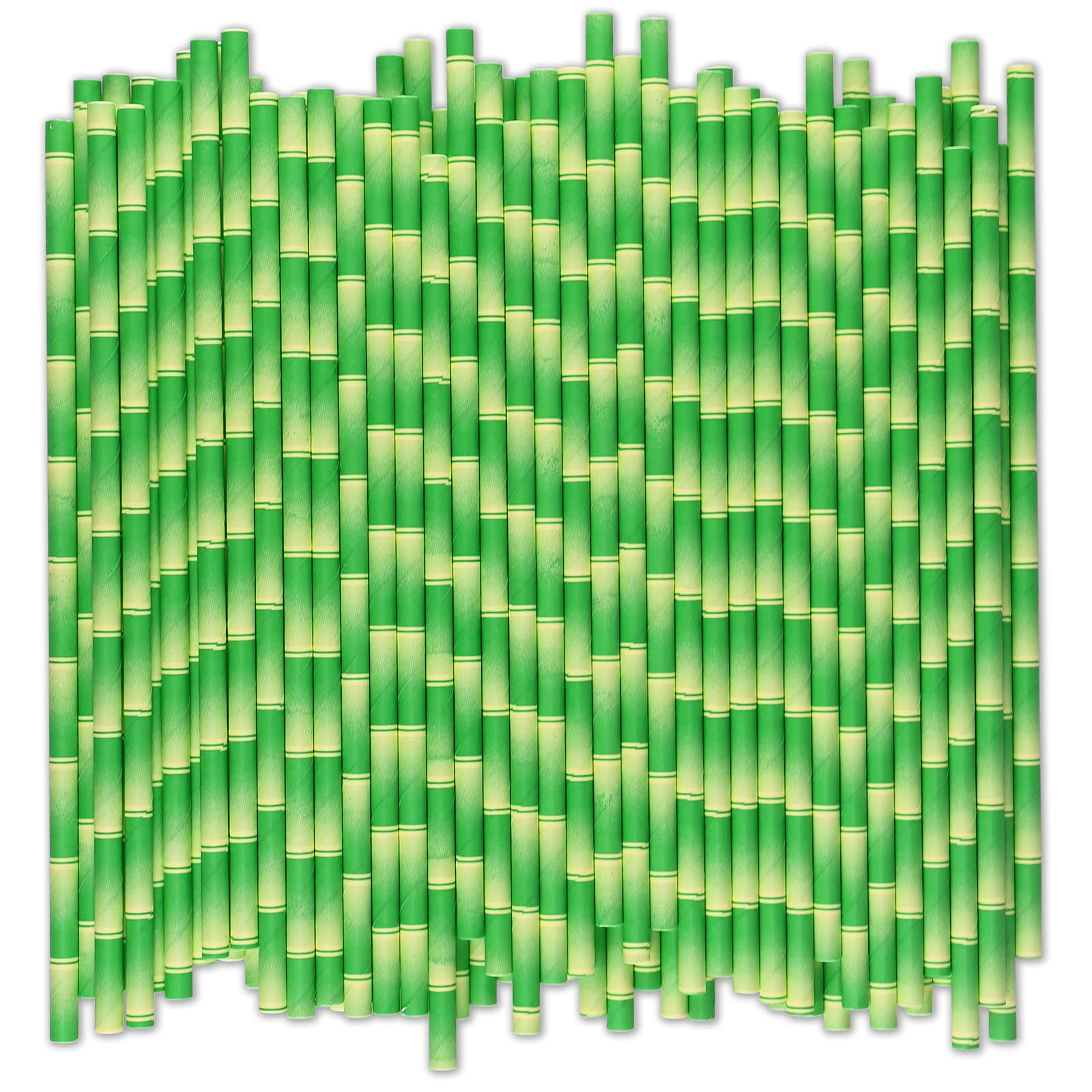 Photo 1 of [1000 Count] Green Bamboo Paper Straws for Drinking, 7.75" x 0.24", 100% Biodegradable