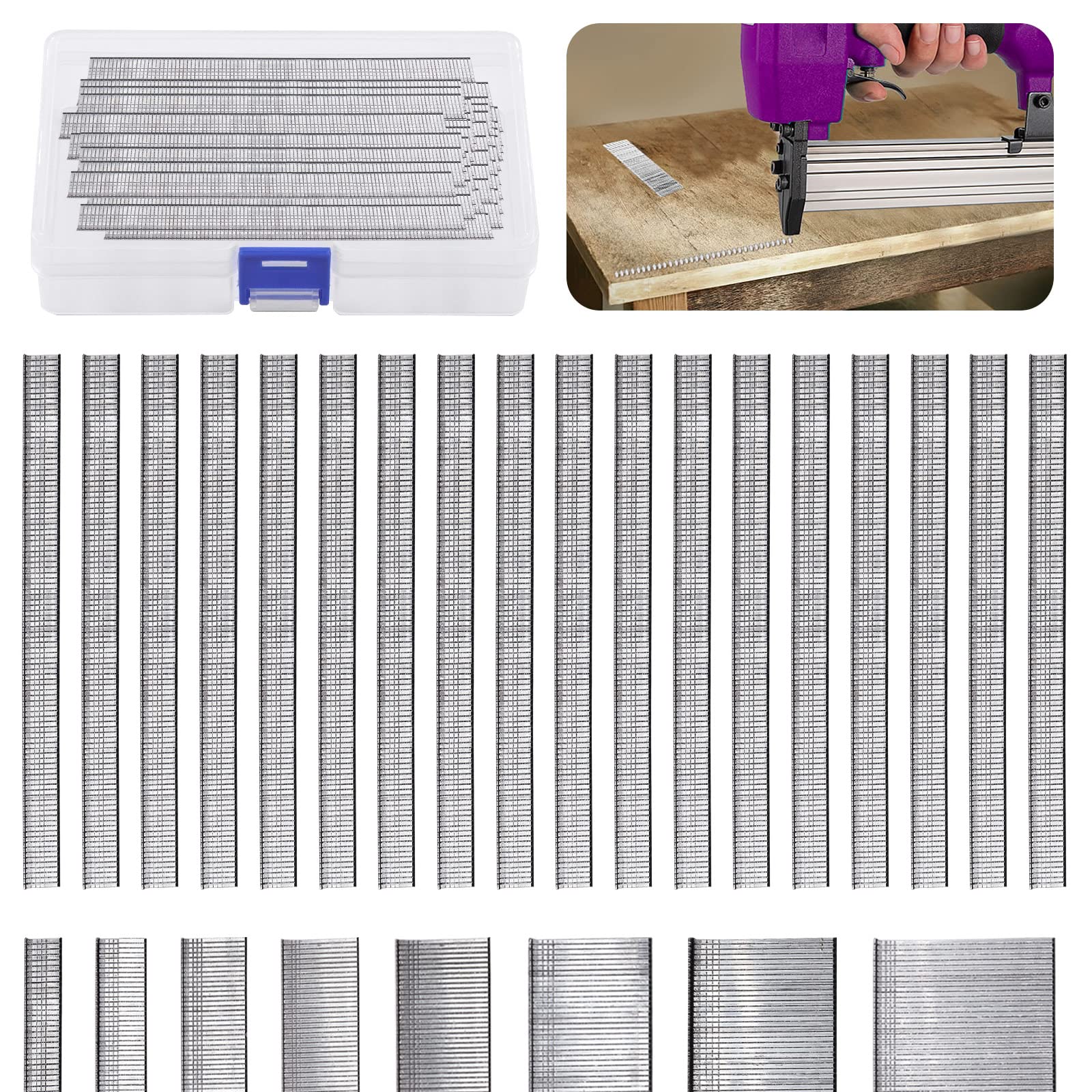 Swpeet 5000 PCS Brad Nails Multi-Length Galvanized Straight Finishing Nail (F10 (2/5 Inch）)