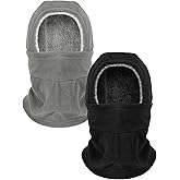 Geyoga Winter Fleece Balaclava Hat for Men Women Full Face Covering Scarf Hood Ski Mask with Drawstring