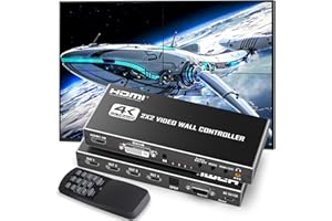 HAICHENTEX HDMl Video Wall Controller 2X2 with RS232, 4 TV Screens into 1 Wall Display, HDMI 4K 2X2 TV Wall Processor, 180° Rotate, Audio Extractor, 8 Splicing Modes1x1, 2x2, 1x2, 1x3, 1x4, 2x1, 3x1, 4x1
