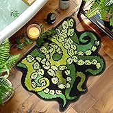 Percozzi Octopus Rugs Halloween Bathroom Rug Tentacles Bath Mat Non Slip Bathroom Mat Ocean Animal Cthulhu Tufted Rug for DND RPG Gamers Fans Nautical Enthusiasts 27.6