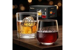 DeeCoo His & Hers Wine and Whiskey Glass Set: Unique Wedding Gift for Couples, Mr & Mrs, Bride & Groom Hubby & Wifey (2026 Ne