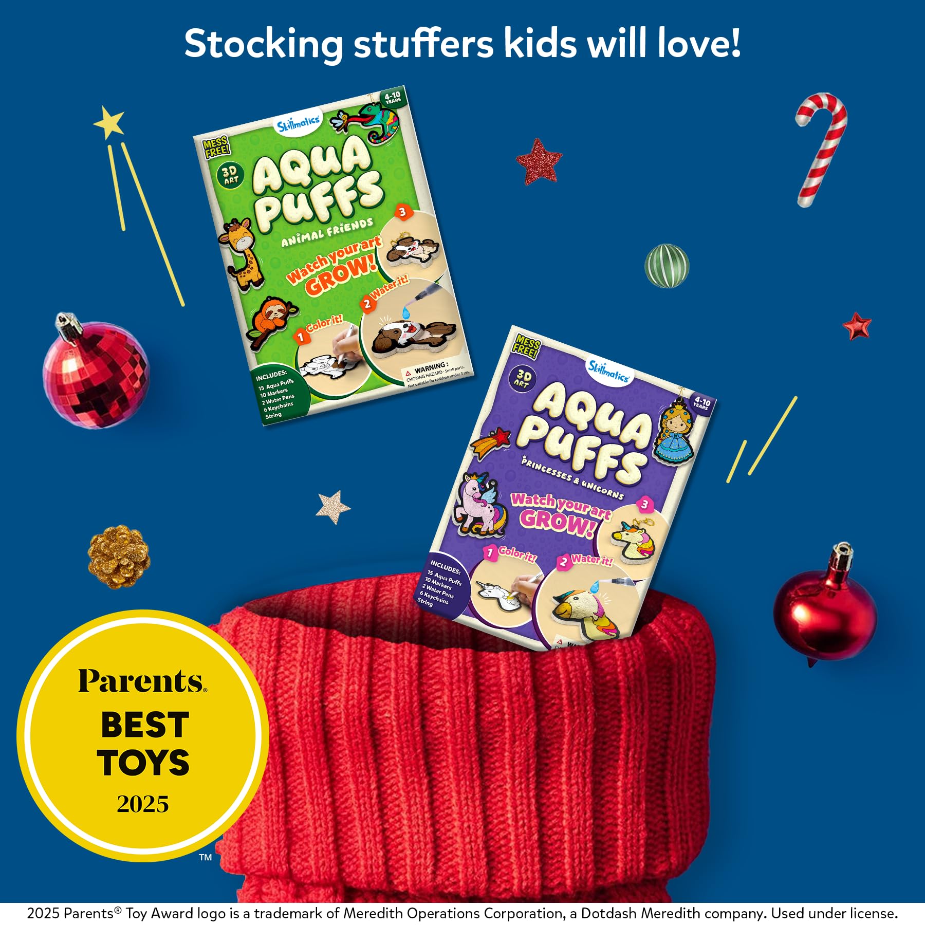 Skillmatics 3D Art Kit - Aqua Puffs Animals, Stocking Stuffers, Paint by Number Craft for Kids, DIY Color & Inflate Activity, Travel & Chirstmas Gift for Girls & Boys Ages 4, 5, 6, 7, 8, 9, 10