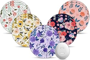 Flower Dexcom G7 Over Patches, Amolyfe 10-Pack Dexcom G7 & Stelo Adhesive Patches Waterproof Bump-Proof with Hard Cap, Breathable Medical Overpatch, 10-Day CGM Protection (P.Flower)