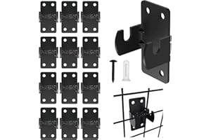 NACETURE Grid Wall Clips - 12 Pack Advanced Gridwall Mount Brackets with Reinforced Double Hook Design for Maximum Stability- Wall Mounting Hooks for Grid Wall Panel Display- Black Grid Panel Hooks