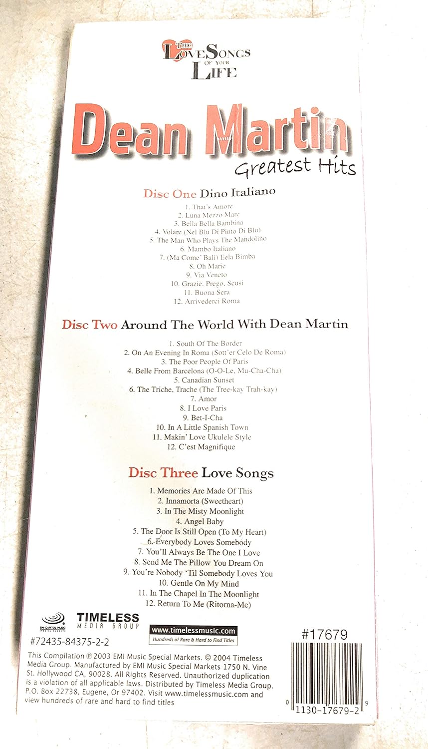 Dean Martiin Dean Martin Greatest Hits The Love Songs Of Your Life Amazon Com Music