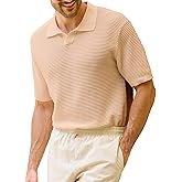 Kallspin Mens Polo Shirts Knit Textured Short Sleeve Cotton T Shirt Casual Summer Beach Top Collared Golf Shirts