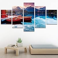 SIGNWIN 5 Panel Canvas Wall Art Modern Art Boat Expressive Multicolor Nautical Photography Transportation for Home Decorations Ready to Hang - 60