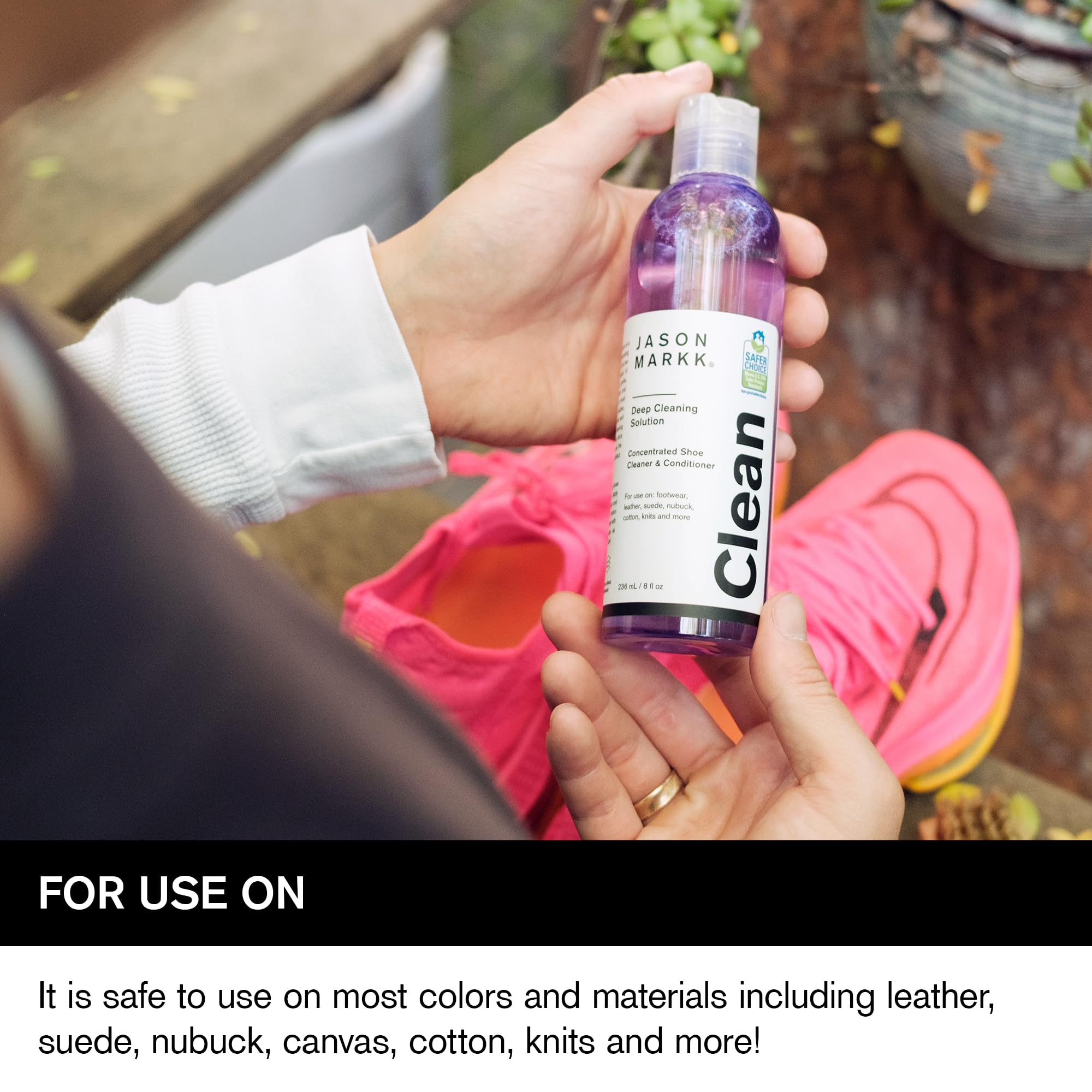 Jason Markk Jason Markk Deep Cleaning Solution, Shoe Cleaner, Cleans & Conditions, Sneaker Care, Ideal for Footwear, Safe for Leather, Suede, Nubuck, Cotton, Knits, 8oz