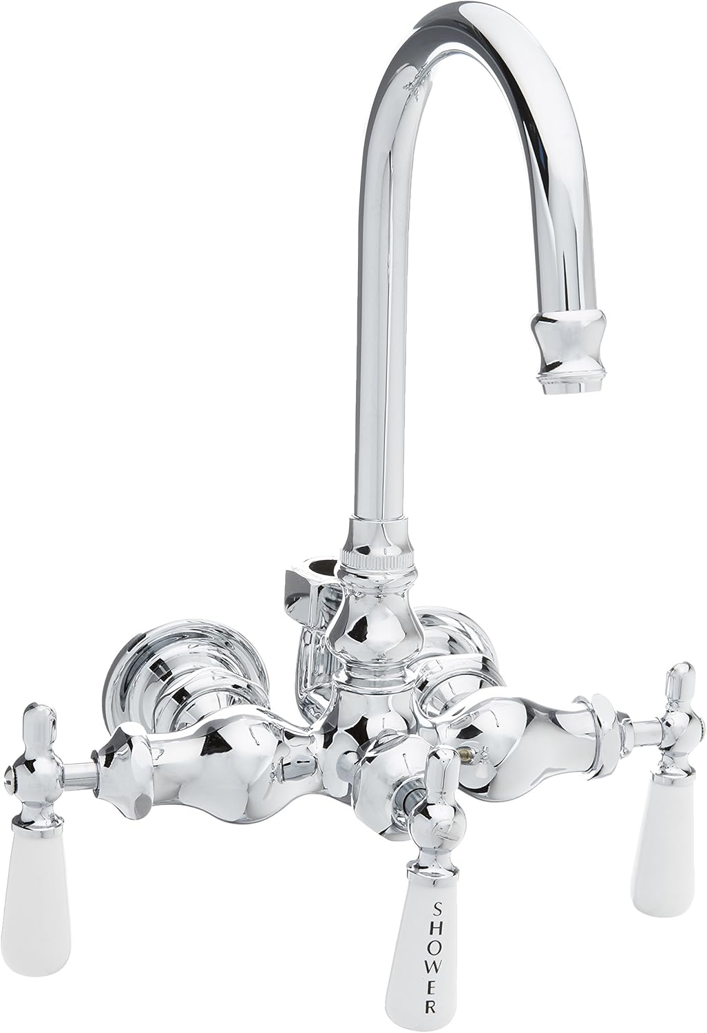 Barclay Leg Tub Diverter Faucet for Cast Iron Tub with Gooseneck Spout