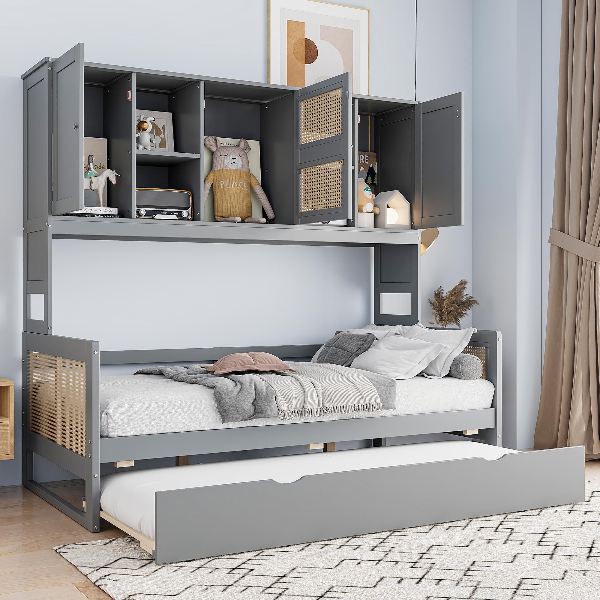 Photo 1 of ***PARTIAL SET - PRICE ADJUSTED******MISSING PARTS***
Ball & Cast Full Size Wooden Platform with All-in-One Cabinet,Storage Headboard and Drawers,Wood Full Storage Bed w/USB Ports and LED Light,for Kids Teens Adults,Grey