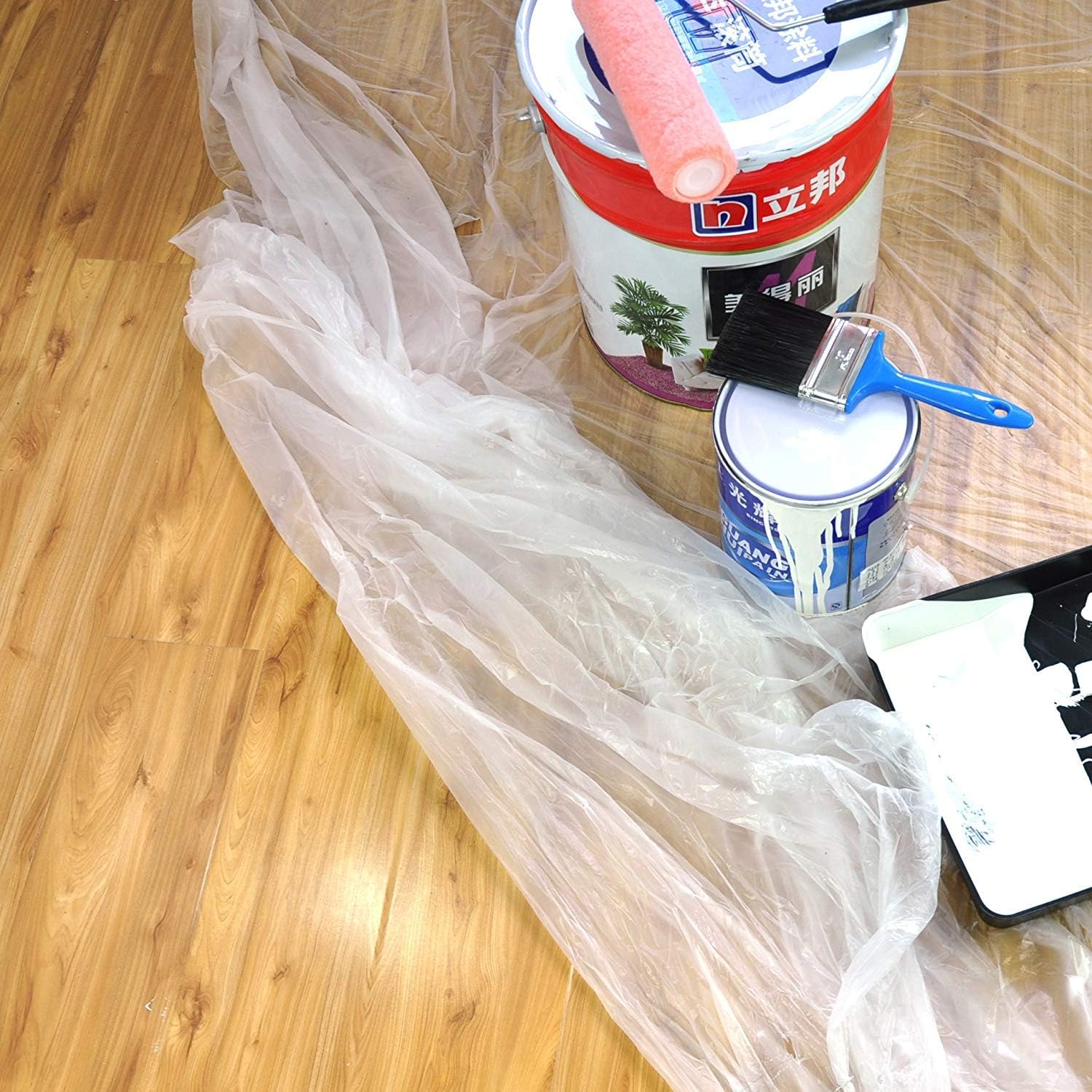 Husky Plastic Drop Cloth Sheeting 9' X 12' (.7 MIL - 9ft x 12ft, 2 Pack) - - 