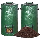 MyLifeUNIT Compost Bins Outdoor, Composting Bin for Outside Garden, Reusable Garden Yard Waste Bag, 34 Gallons (2 Pack, Green)