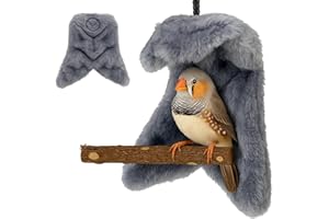 KNUTI Bird Corner Fleece Blanket – Soft Cozy Cage Liner for Parrots, Conures, Cockatiels & Small Birds – 6-Inch Gray Hammock Snuggle Hut – Winter Warm Bird Cage Accessory (Small)