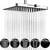 Hibbent cUPC Certified 5 Spray Modes Shower Head, 13'' High Pressure Large Rainfall Shower Head, High Flow Waterfall Bathroom Fixed Showerheads with Adjustable Swivel Ball Joint, Chrome