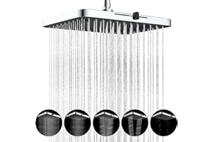 Hibbent 5 Spray Modes Shower Head, 13'' High Pressure Rain Shower Head, Large Rainfall Showerhead for Bathroom, High Flow Wat