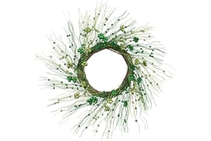 J'FLORU St.Patrick's Day Wreath 22 Inch Clover Wreaths for Front Door Green Shamrock Wreath for St Patricks Day Celebration