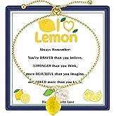 Dainty Yellow Lemon Bracelet for Women, Cute Fruit Lemon Charm, Exquisite Jewelry Gift for Friend Sister Mom Daughter Niece