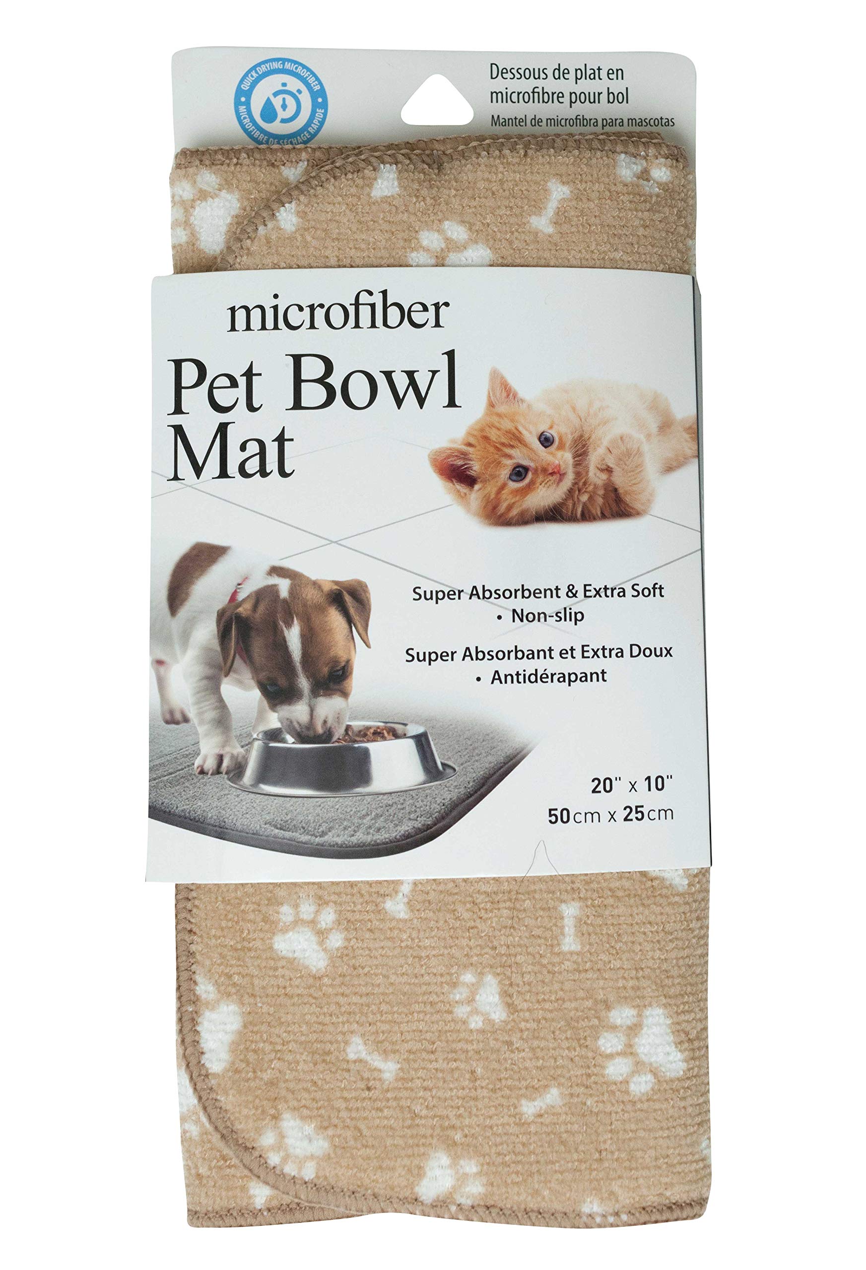 Microfiber Non-Slip Pet Bowl Mat, 20 x 10 Inches, 1 Pack