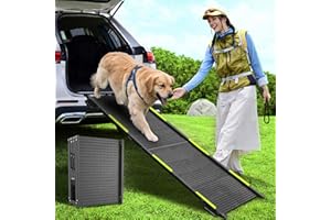 Dog Ramp for Car, Non-Slip & Easy to Clean Textured Surface, 63 Inch 2-Fold Lightweight 14.68 Lbs Pet Ramp for Medium & Large