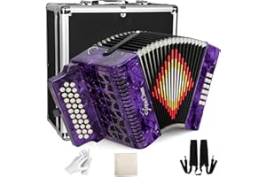 YUECHUN Accordion,31 Keys 12 Bass Accordion, Adult Accordion,Superior Material,Standard Tone, Professional Accordion Comes With Carrying Case, Wiping Cloth, Gloves(purple)
