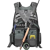 Gonex Fly Fishing Vest for Men Women, Comfortable Adjustable Fishing Vest with Multi-Pockets Reflective Stripes