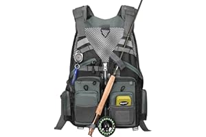 Gonex Fly Fishing Vest for Men Women, Comfortable Adjustable Fishing Vest with Multi-Pockets Reflective Stripes