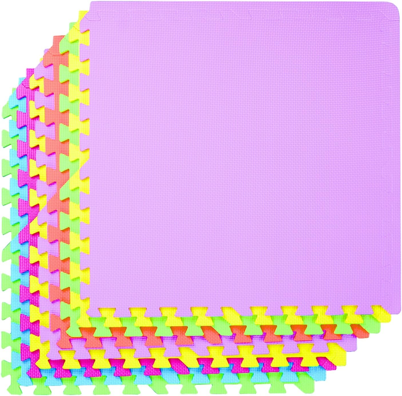 POCO DIVO 36-SQFT Giant Play Mat 9-Tile Excise Mat Easy Setup Solid EVA Foam Mat Multi-Color Interlocking Floor with 18-Border: Toys & Games
