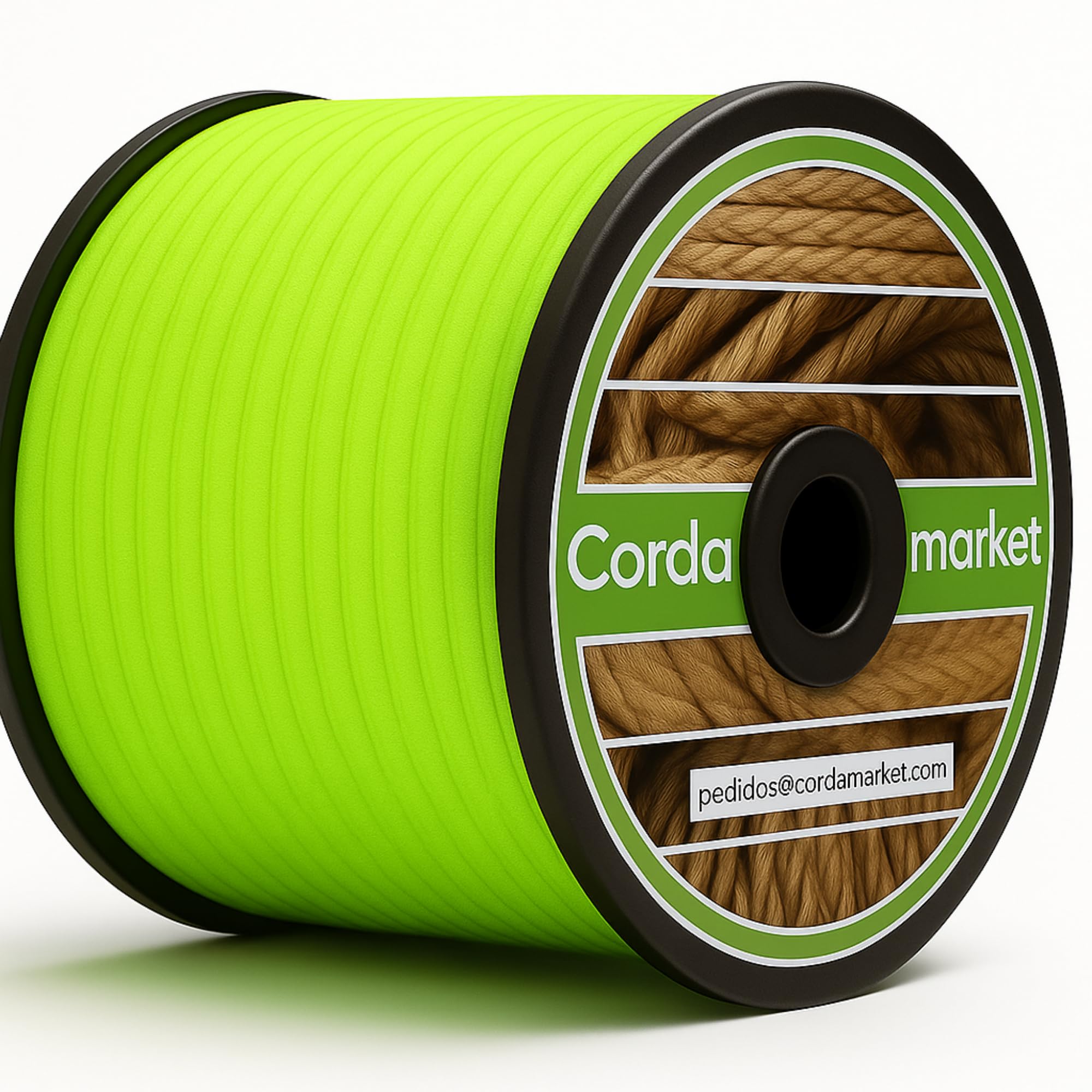CORDAMARKET 8mm Elastic Rubber, Adults Unisex, Fluorescent Green, 50mts