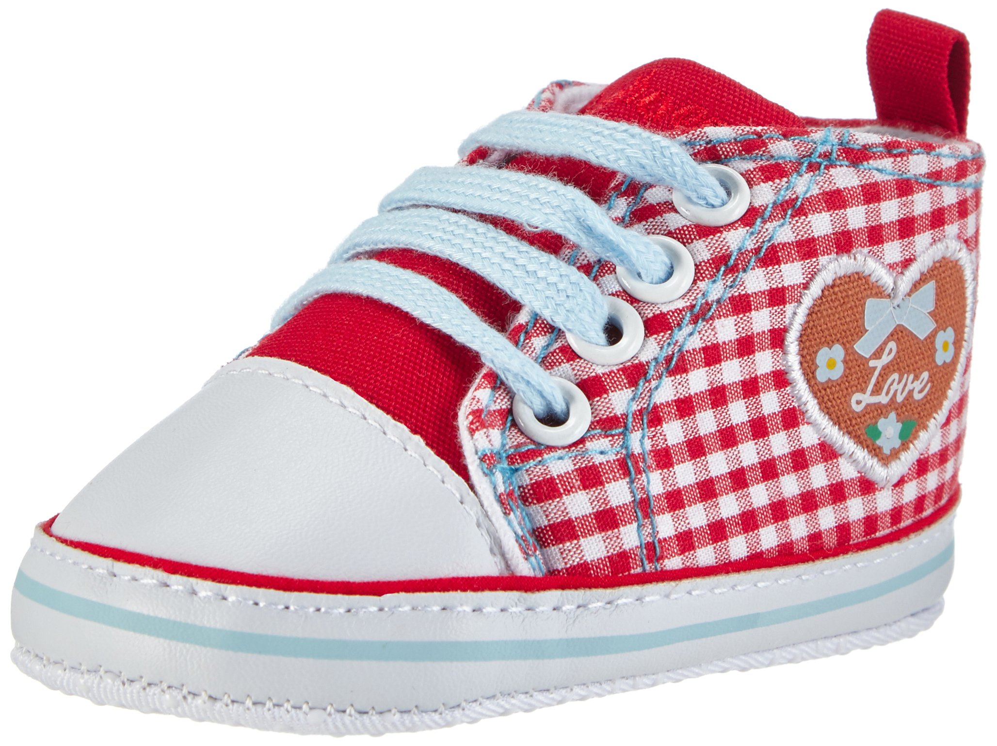 Playshoes Baby Girls' Baby Turnschuhe, Sneaker Herzchen Love Babyshoes & Plush Sneaker, Red (Red 8), 0 UK Child