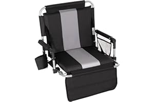 HIGH POINT SPORTS Foldable Stadium Seat Portable Folding Stadium Chairs Padded Bleacher Seat Cushion Bleacher Chair with Armrest and Cup Holder