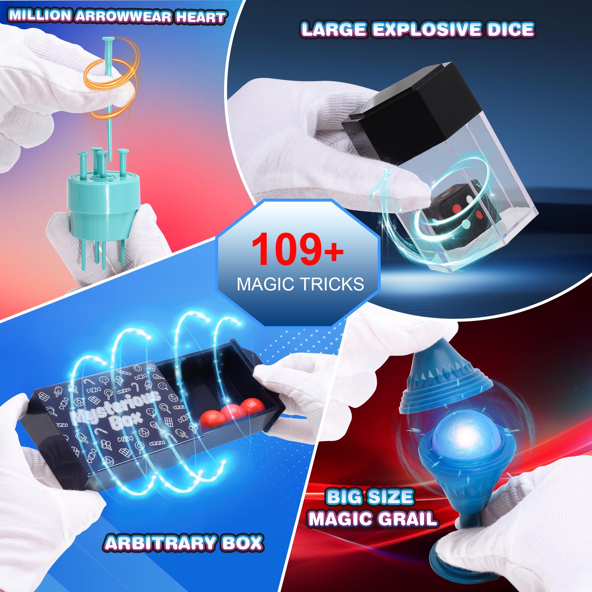 Nicella Magic Kit - 200+Magic Tricks for Kids Age 6-8, Magic Set with Manual and Video for Beginners and Kids, Christmas Halloween Birthday Gifts Toys for Ages 6 7 8 9 10 11 12 Years Old Boys Girls