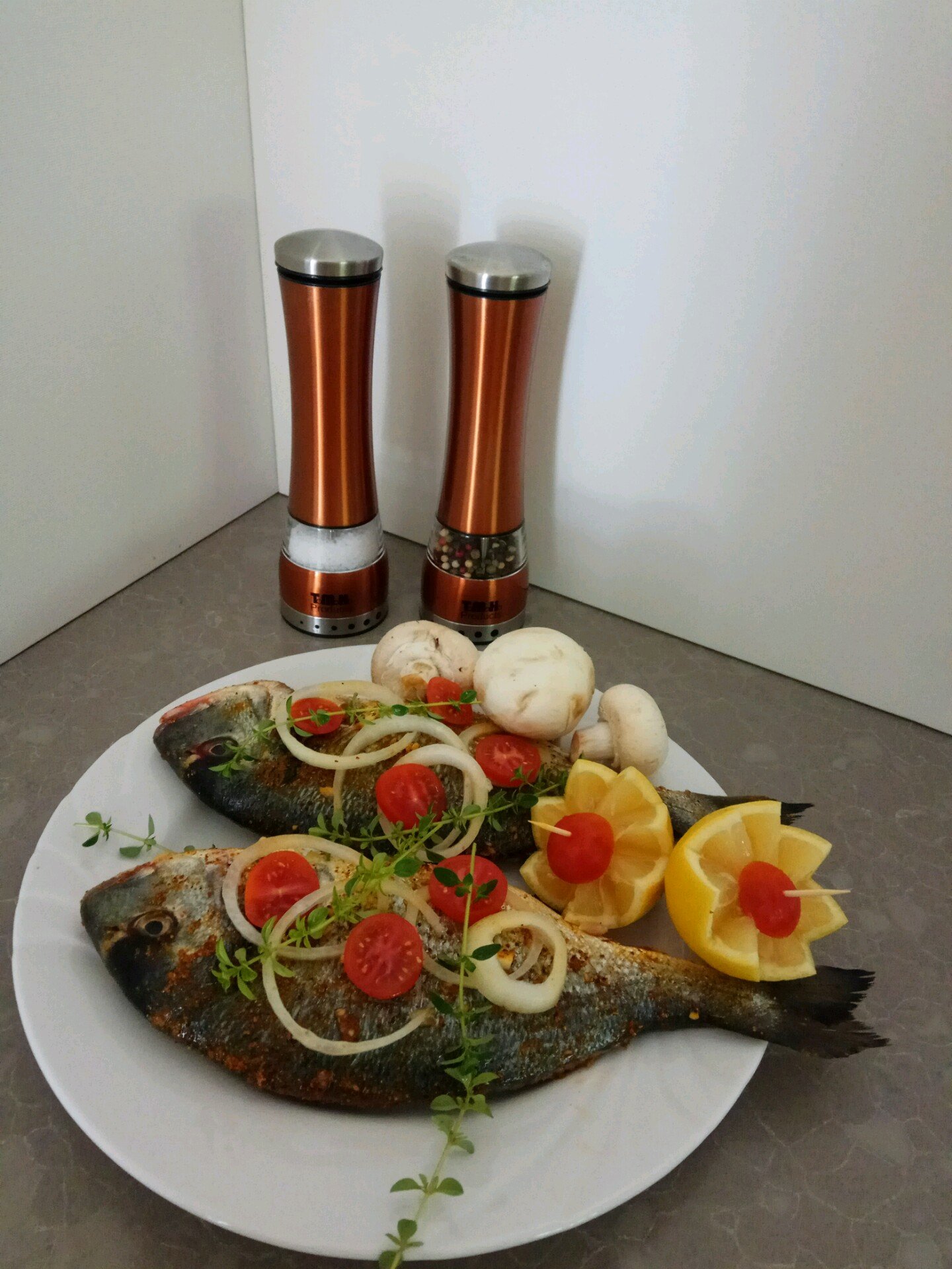 Electric Salt & Pepper Grinder Set by T.M.H. Products | Adjustable Grinder Mills, Simple to Use with Strong & Durable Mechanism | Polished Stainless-Steel | Brushed Copper Color and Built-In LED Light