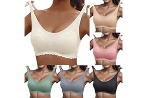 GAEXIA Sports Bras for Women Gathering Sleep Push Up Bra No Underwire Soft Lace Stretch Comfy Full Converage Breathable Bra