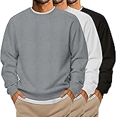 August Alley 3 Packs Mens Big and Tall Sweatshirts Long Sleeve Crew Neck Pullover Shirts Lightweight Casual Basic Tops