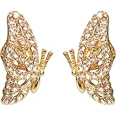 Navachi 18k Gold Plated Butterfly Enamel Circle Clear Zirconia Crystal Drop Dangle Earrings