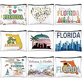 Reginary 9 Pcs City Cosmetic Bag USA City Souvenir Gifts Texas Makeup Bag Chicago Texas Florida Souvenirs Makeup Purse for Women Girls Traveler Birthday Christmas Favors(Florida)