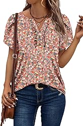KISSMODA Women's Tunic Tops Casual V Neck Short