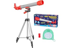 Wow in The World Kids’ Telescope & Astronomy Kit, 25x & 50x Magnification, Adjustable 48” Tripod, Includes Star Wheel & Companion Audio Content, Intro to Astronomy Gift for Ages 6+ by Thames & Kosmos