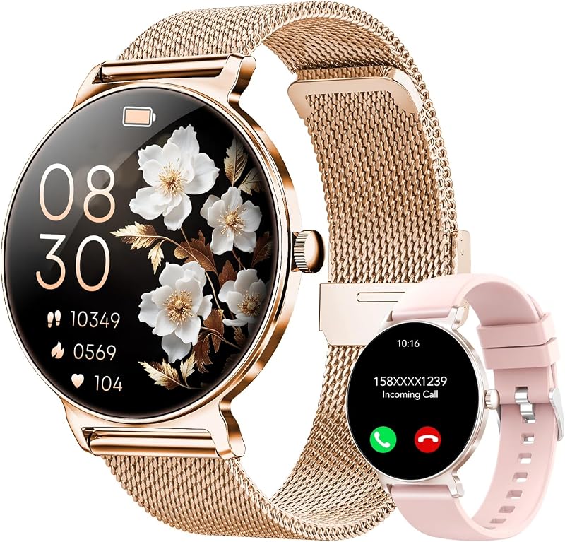 Orologio Smartwatch Donna, Schermo Rotondo AMOLED 1,27", Chiamate Bluetooth, Monitoraggio Battito e Sonno Smart Watch Donna, 120+ Modalità Sportive, Impermeabilità IP68 (Oro Rosa) — foto 1 di 7