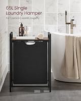 VASAGLE Laundry Basket 47 L Hamper with Shelf Pull-Out Liner 75 cm Ink Black view 3