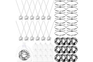 Equsion 12 Set Cheerleader Gifts Bulk Include Cheer Necklace, Cheerleading Adjustable Bracelet, Hair Ties and Organza Bag 12 each, Cheer Accessories for Team Women Teammates